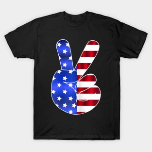 American Flag Peace Sign Hand-4th Of July-USA Funny Gifts T-Shirt